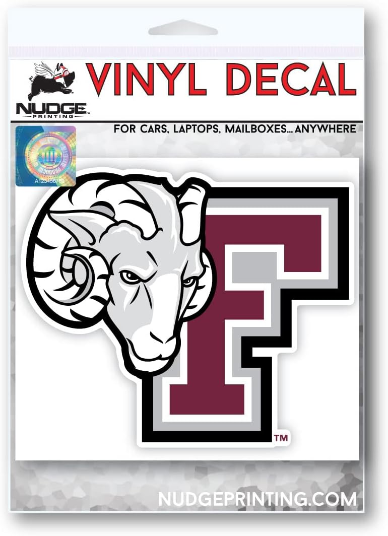 Nudge Printing Fordham University Rams Block F Maroon and Grey Logo Weatherproof Vinyl Sticker Car Decal from - Image 2